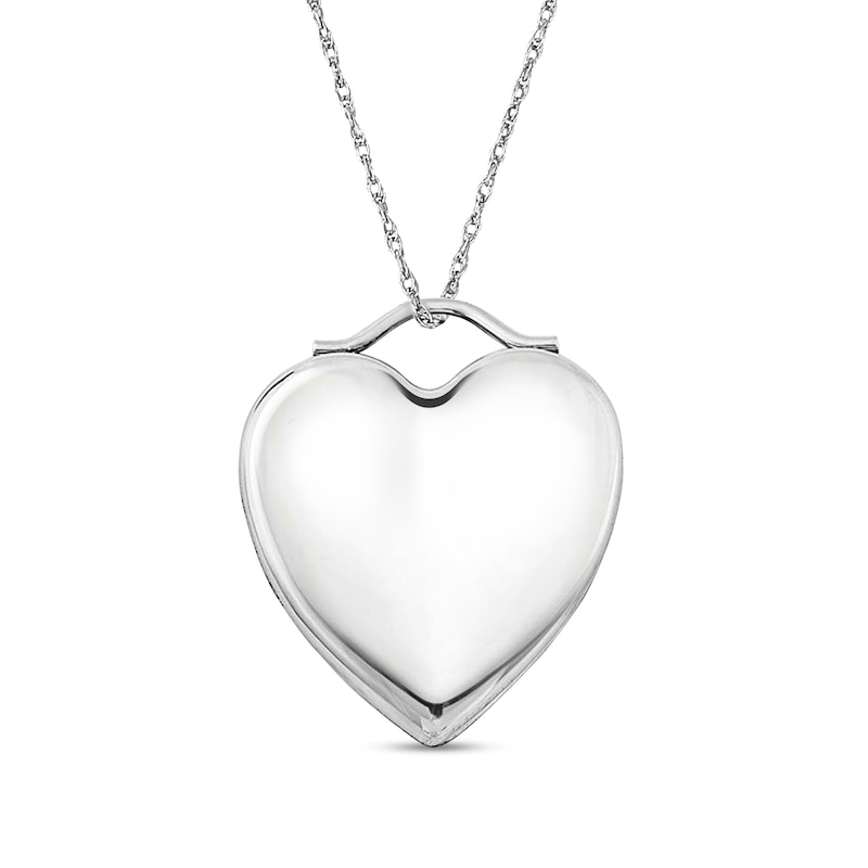 Main Image 1 of Engravable Heart Locket in Sterling Silver (1-2 Images and 1 Line)