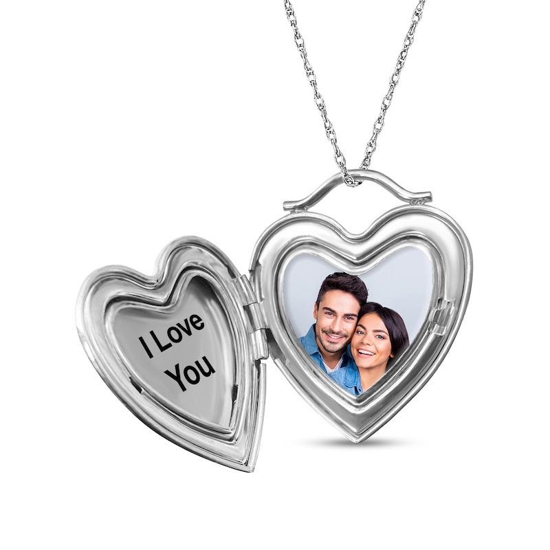 Main Image 3 of Engravable Heart Locket in Sterling Silver (1-2 Images and 1 Line)