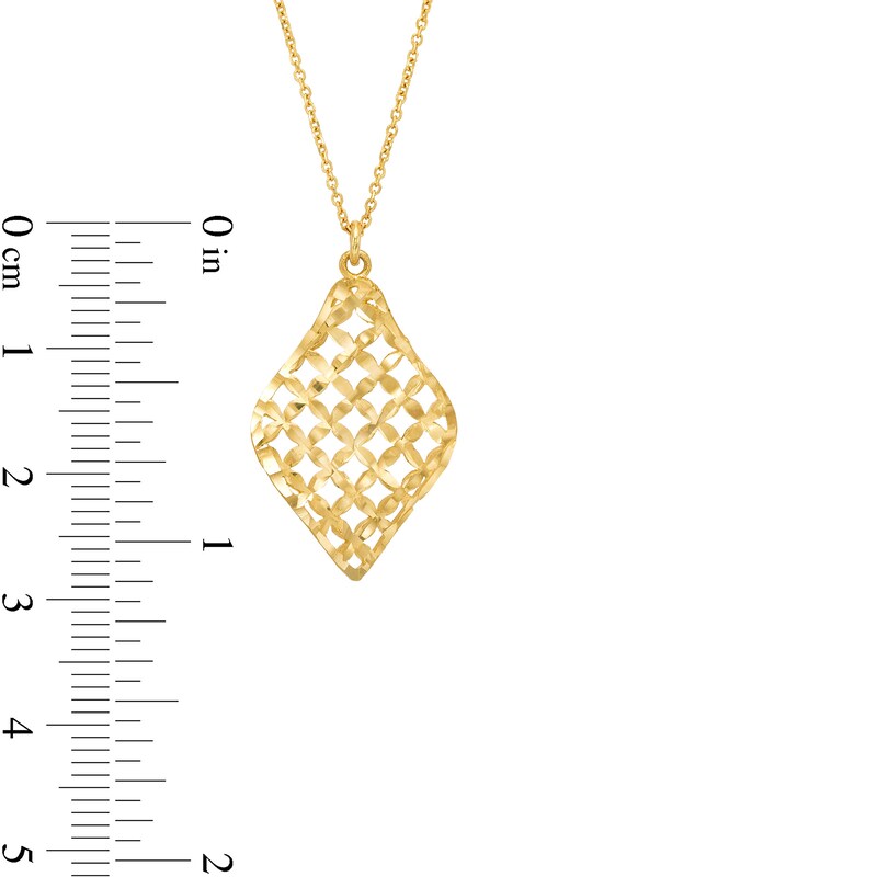 Main Image 4 of Puffed Lattice Flame Pendant in 14K Gold