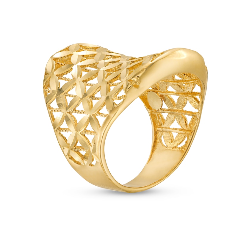 Main Image 3 of Diamond-Cut Floral Lattice Ring in 14K Gold