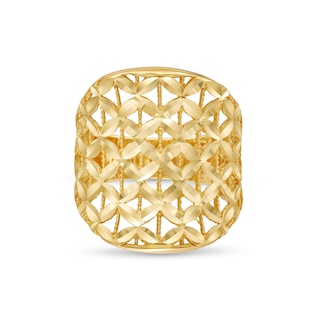 Diamond-Cut Floral Lattice Ring in 14K Gold