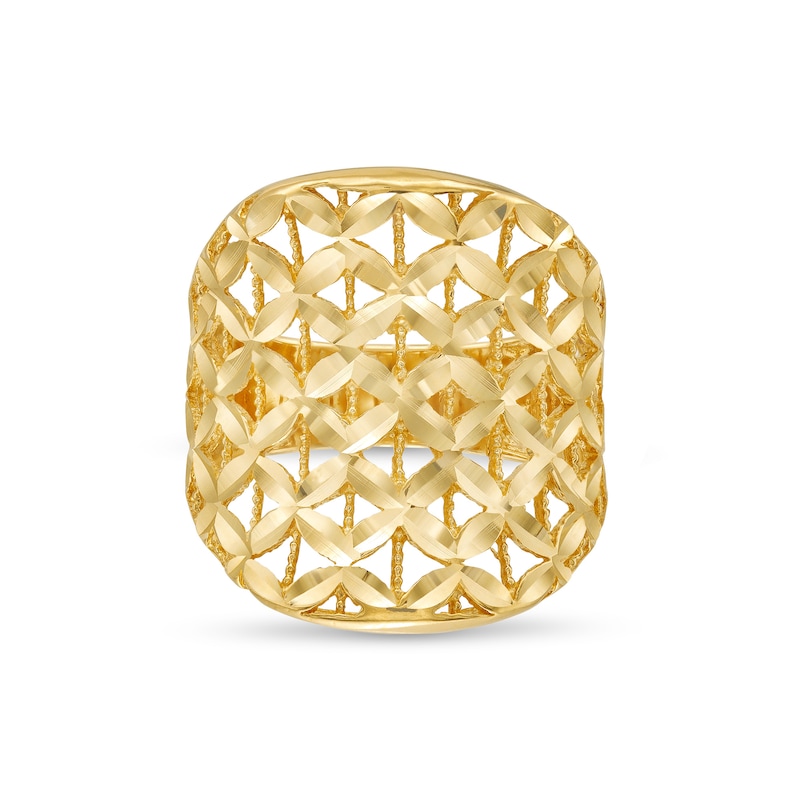 Main Image 4 of Diamond-Cut Floral Lattice Ring in 14K Gold