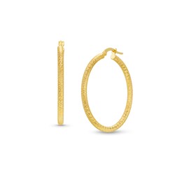 Italian Brilliance™ Diamond-Cut 30.0mm Hoop Earrings in Hollow 14K Gold