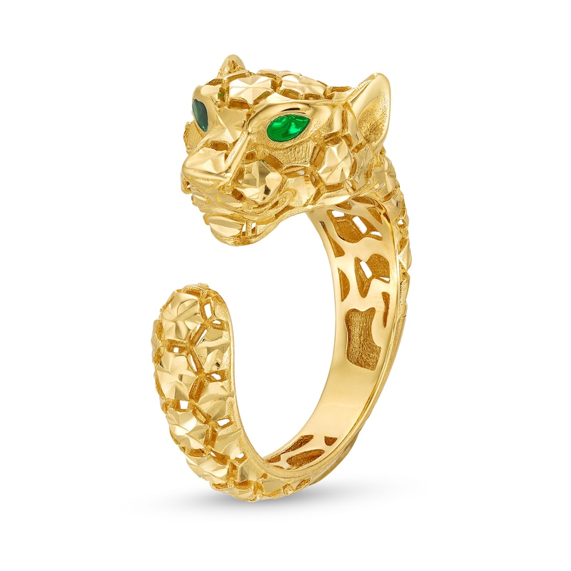 Main Image 3 of Open Diamond-Cut Panther Ring in 14K Gold - Size 7