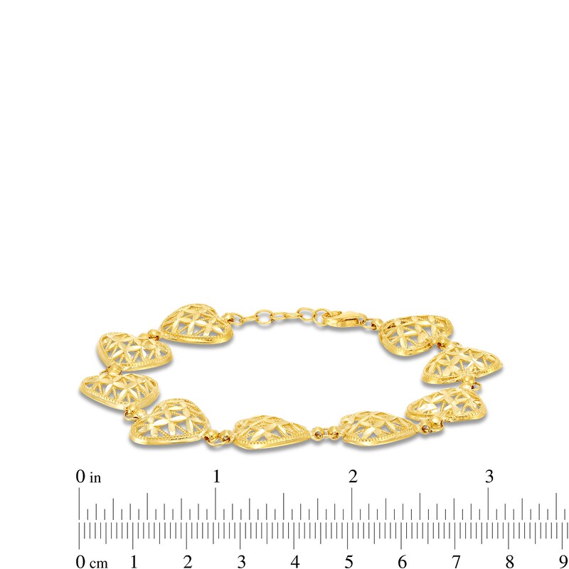 Main Image 4 of Puffed Lattice Hearts Line Bracelet in 14K Gold - 7.5"