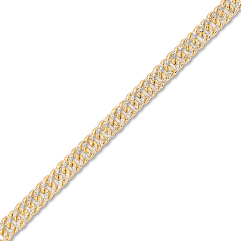Main Image 1 of Diamond-Cut 4.6mm Curb Chain Bracelet in Hollow 14K Two-Tone Gold - 7.5"