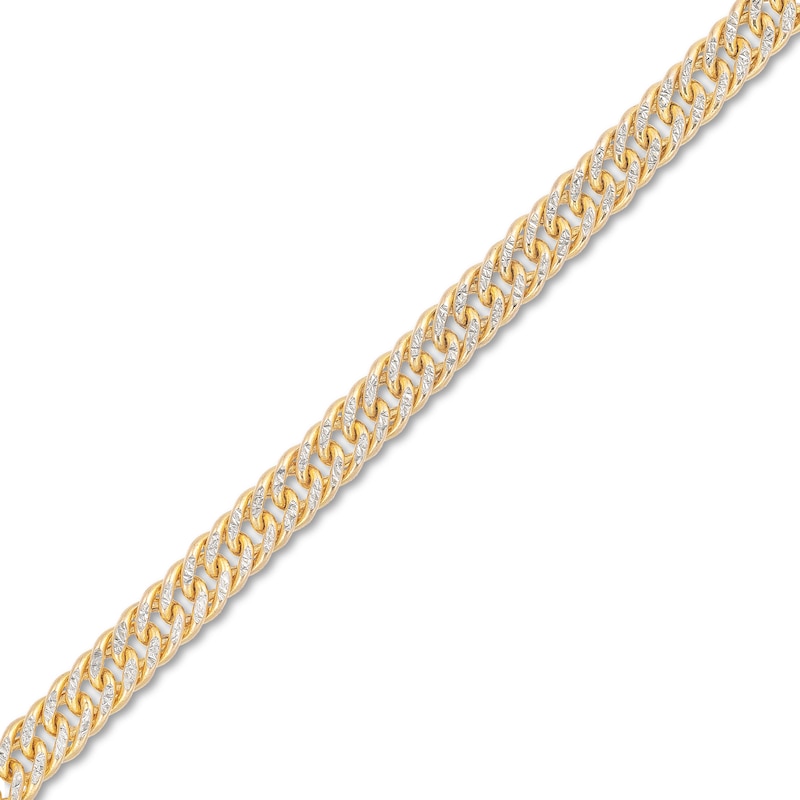 Diamond-Cut 4.6mm Curb Chain Bracelet in Hollow 14K Two-Tone Gold - 7.5"|Peoples Jewellers