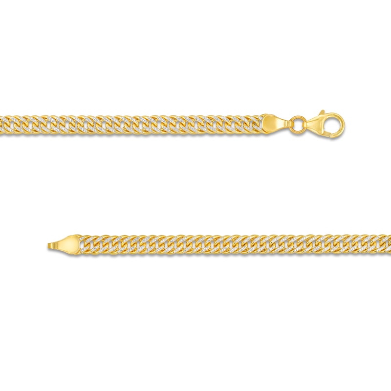 Main Image 2 of Diamond-Cut 4.6mm Curb Chain Bracelet in Hollow 14K Two-Tone Gold - 7.5"