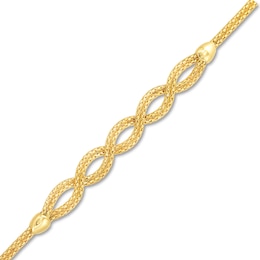 Italian Brilliance™ Oval Infinity Braid Bracelet in Solid 14K Gold - 7.5&quot;