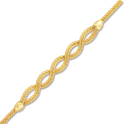 Oval Infinity Braid Bracelet in Solid 14K Gold - 7.5"