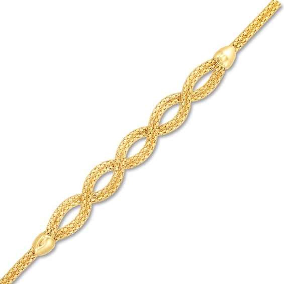 Oval Infinity Braid Bracelet in Solid 14K Gold - 7.5"