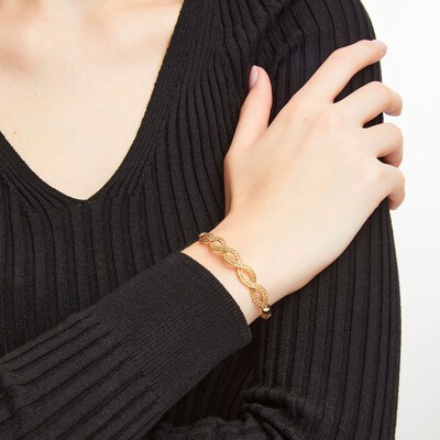 Oval Infinity Braid Bracelet in Solid 14K Gold - 7.5"