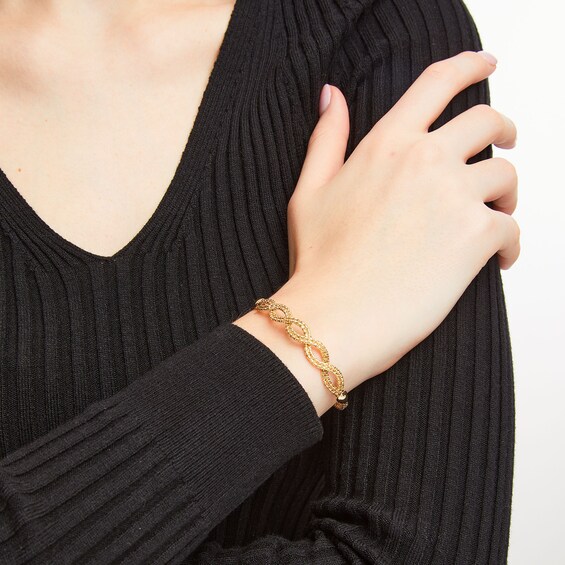 Oval Infinity Braid Bracelet in Solid 14K Gold - 7.5"