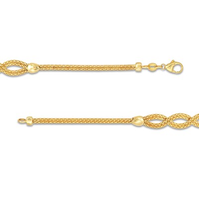 Oval Infinity Braid Bracelet in Solid 14K Gold - 7.5"