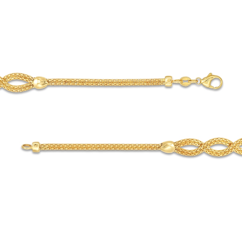 Italian Brilliance™ Oval Infinity Braid Bracelet in Solid 14K Gold - 7.5"