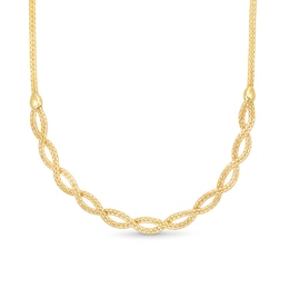 Italian Brilliance™ Oval Infinity Braid Necklace in Solid 14K Gold - 17&quot;