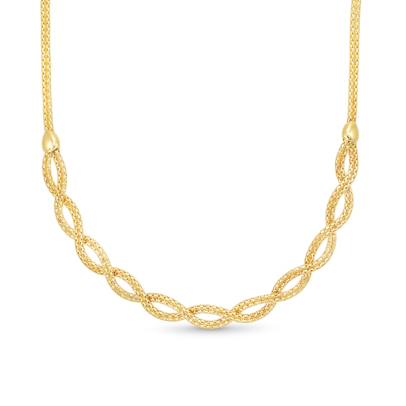 Oval Infinity Braid Necklace in Solid 14K Gold - 17"
