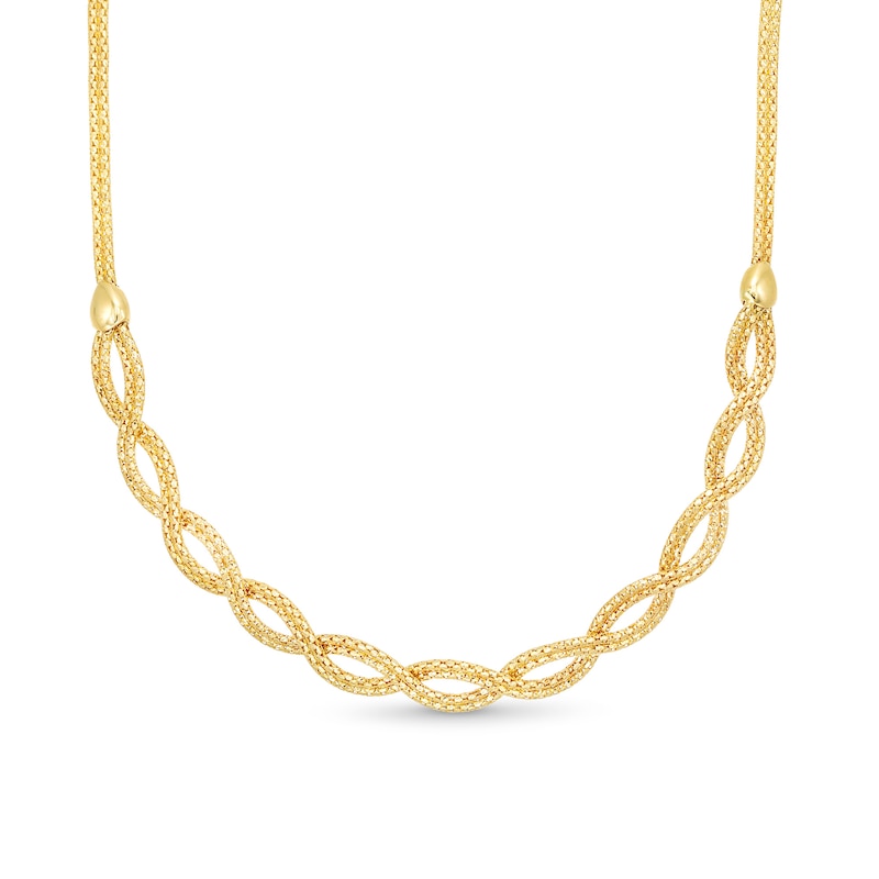 Oval Infinity Braid Necklace in Solid 14K Gold - 17"|Peoples Jewellers