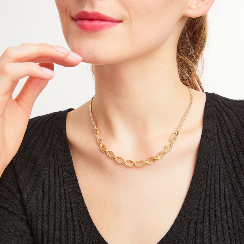 Main Image 2 of Oval Infinity Braid Necklace in Solid 14K Gold - 17"