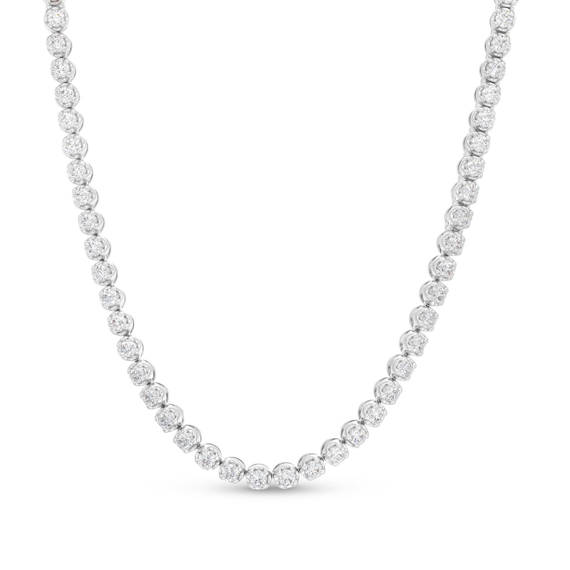 10.00 CT. T.W. Certified Lab-Created Diamond Diamond Tennis Necklace in 10K White Gold (I/I1) - 18"|Peoples Jewellers