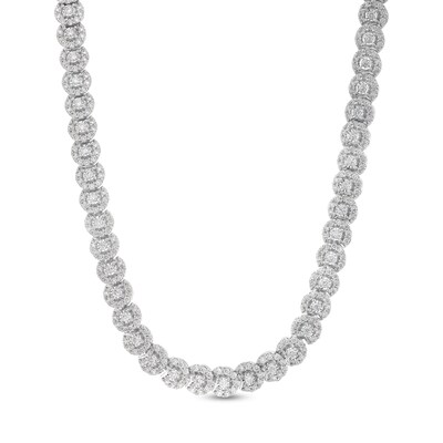 20.00 CT. T.W. Certified Lab-Created Diamond Frame Tennis Necklace in 14K White Gold (I/I1)