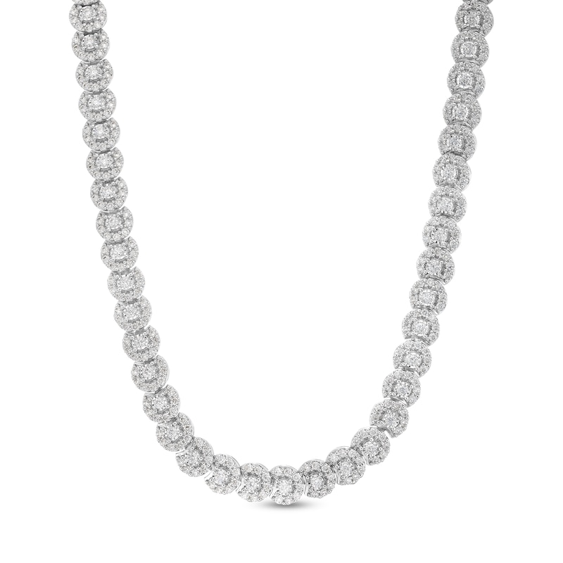 20.00 CT. T.W. Certified Lab-Created Diamond Frame Tennis Necklace in 14K White Gold (I/I1)|Peoples Jewellers