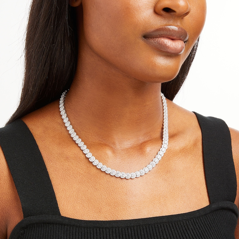 20.00 CT. T.W. Certified Lab-Created Diamond Frame Tennis Necklace in 14K White Gold (I/I1)