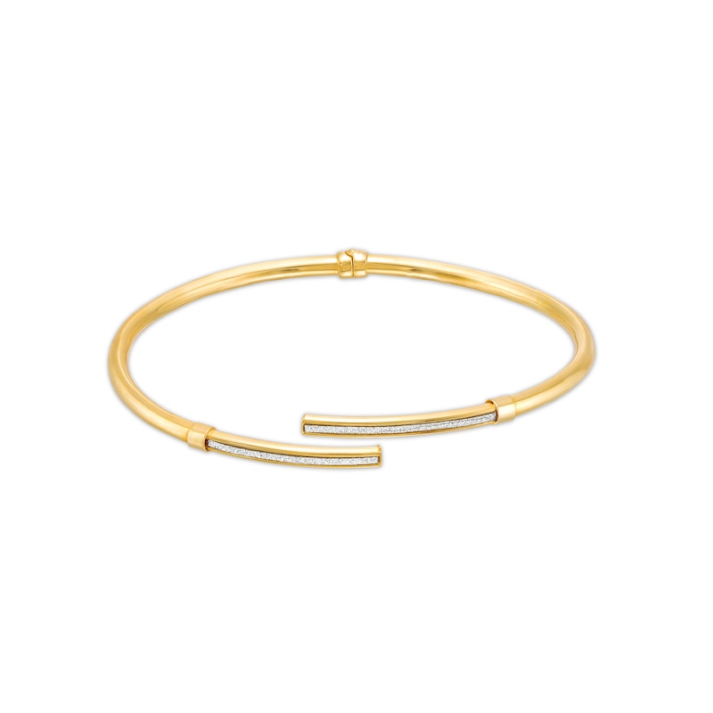 Main Image 1 of Glitter Enamel Bypass Open Bangle in 14K Gold - 7.25"