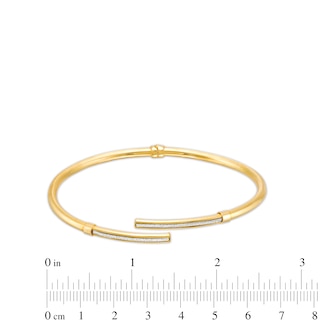 Glitter Enamel Bypass Open Bangle in 14K Gold - 7.25"