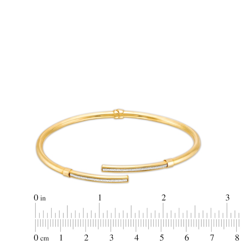 Main Image 2 of Glitter Enamel Bypass Open Bangle in 14K Gold - 7.25"