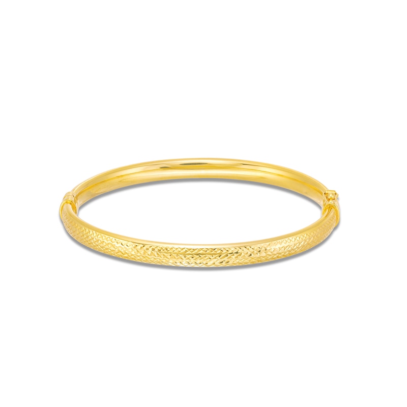 Main Image 1 of Diamond-Cut 5.0mm Bangle in Hollow 14K Gold - 7.25"