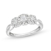 Thumbnail Image 0 of 0.25 CT. T.W. Diamond Frame Miracle Past Present Future® Engagement Ring in 10K White Gold