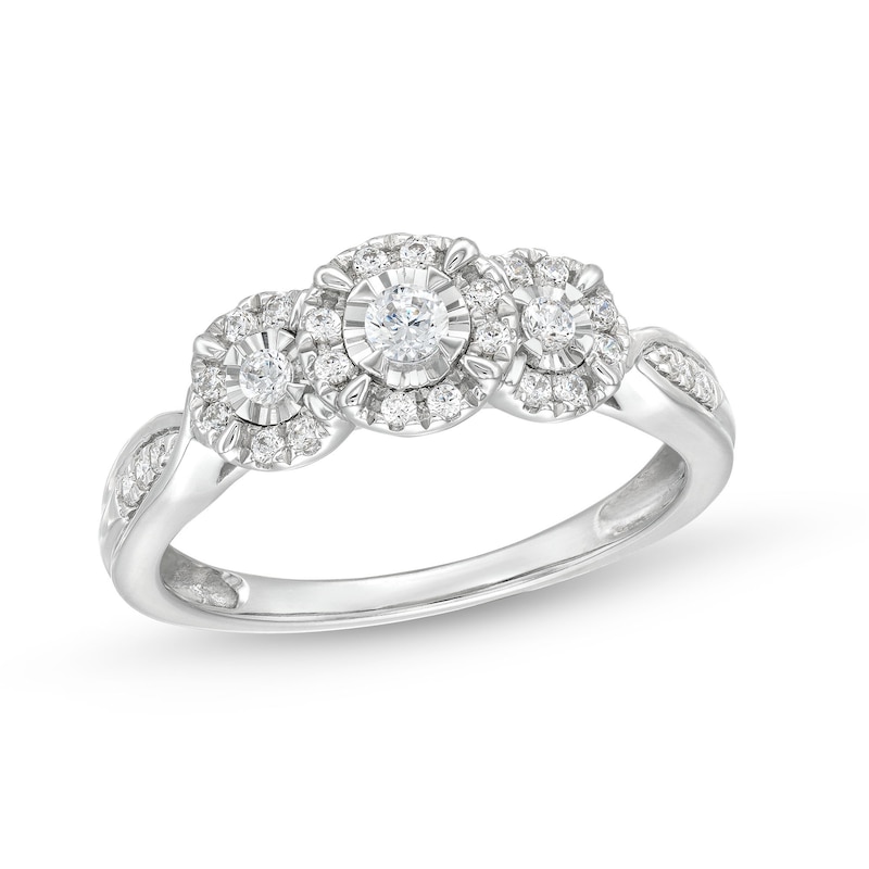 0.25 CT. T.W. Diamond Frame Miracle Past Present Future® Engagement Ring in 10K White Gold|Peoples Jewellers