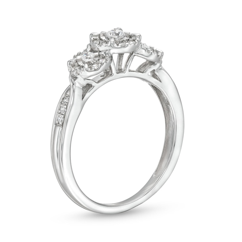 0.25 CT. T.W. Diamond Frame Miracle Past Present Future® Engagement Ring in 10K White Gold