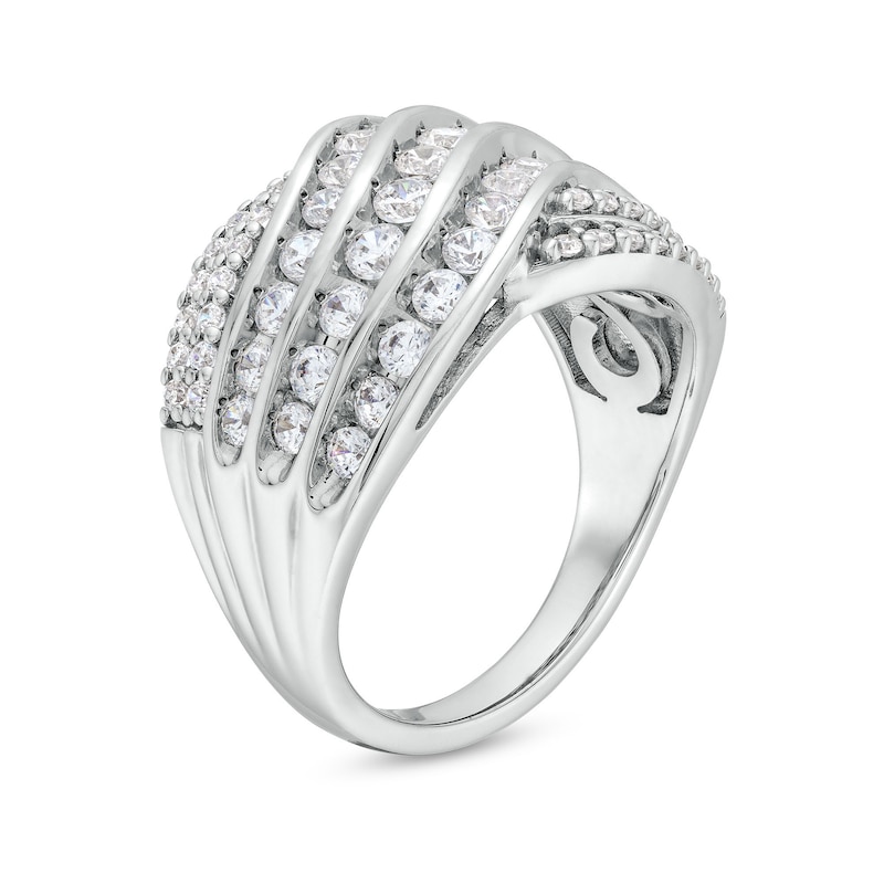 Main Image 3 of 1.50 CT. T.W. Diamond Wavy Multi-Row Ring in 10K White Gold