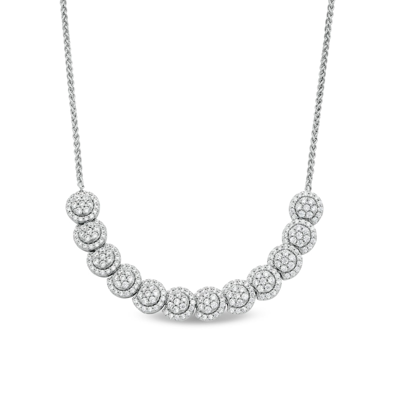 Main Image 1 of 2.00 CT. T.W. Multi-Diamond Frame U Curved Necklace in 10K White Gold
