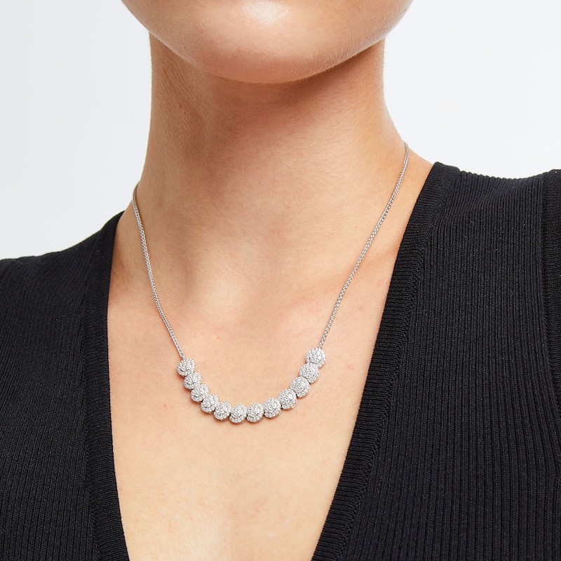 Main Image 2 of 2.00 CT. T.W. Multi-Diamond Frame U Curved Necklace in 10K White Gold