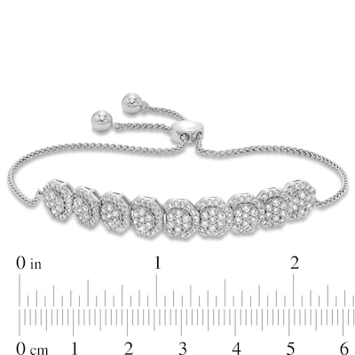 1.50 CT. T.W. Multi-Diamond Frame Bolo Bracelet in 10K White Gold - 9.5"