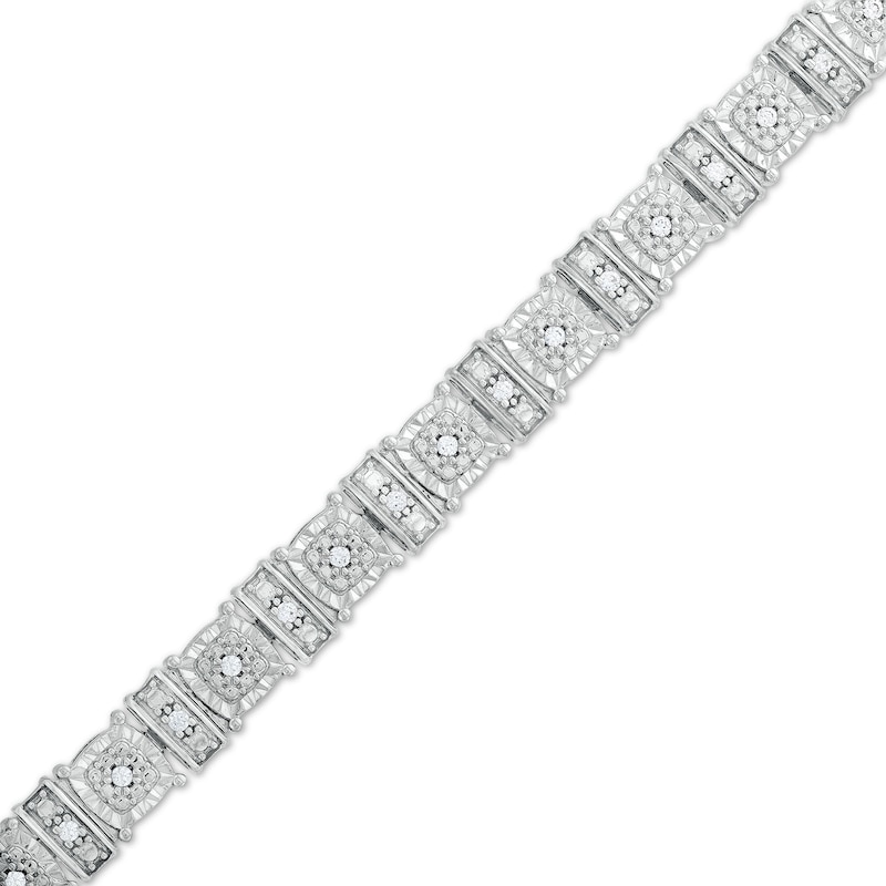 0.25 CT. T.W. Cushion Multi-Diamond Collar Line Bracelet in Sterling ...