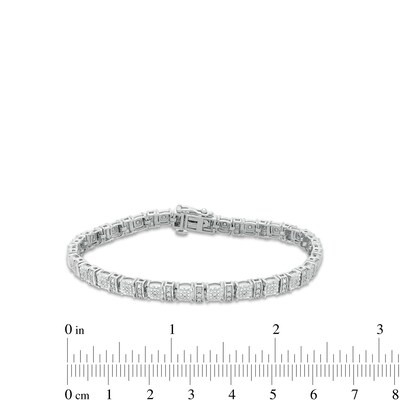 0.25 CT. T.W. Cushion Multi-Diamond Collar Line Bracelet in Sterling Silver