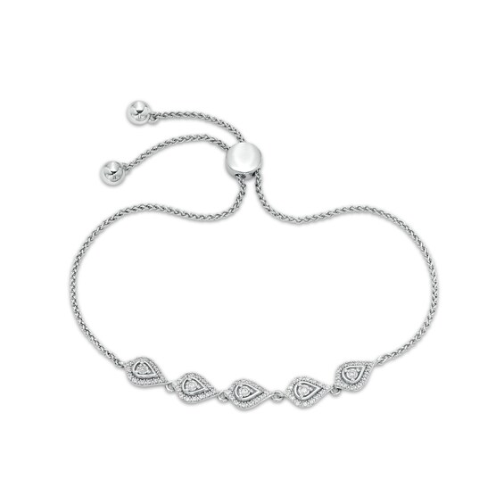 0.25 CT. T.W. Diamond Teardrop Line Bolo Bracelet in Sterling Silver - 9.5"
