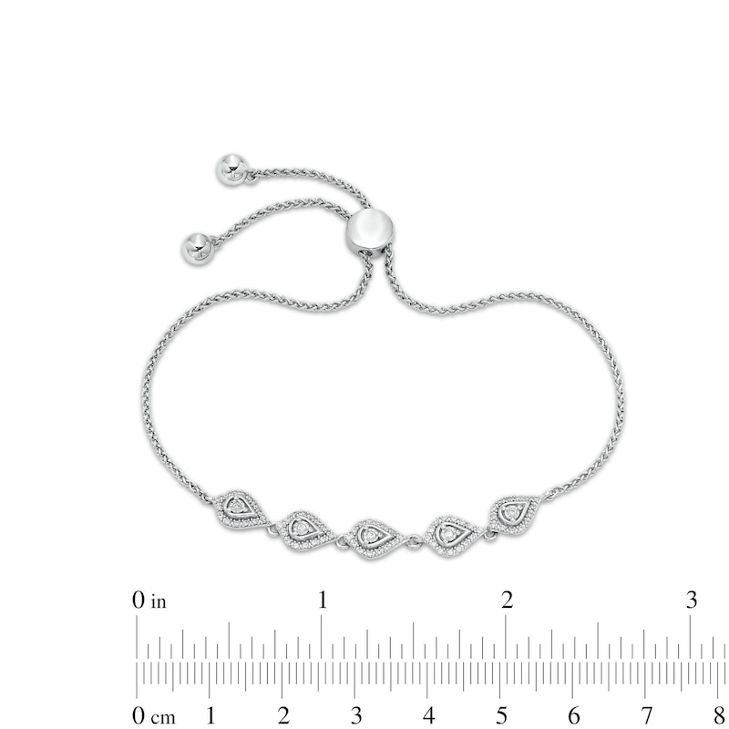 0.25 CT. T.W. Diamond Teardrop Line Bolo Bracelet in Sterling Silver - 9.5"