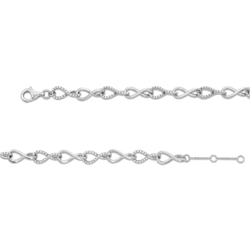 0.50 CT. T.W. Diamond Alternating Infinity Link Anklet in Sterling Silver - 10"