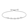 Thumbnail Image 1 of 0.50 CT. T.W. Diamond Sideways Teardrop Bolo Bracelet in Sterling Silver - 9.5"