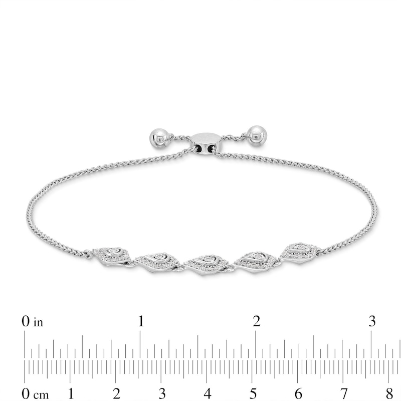 Main Image 3 of 0.50 CT. T.W. Diamond Sideways Teardrop Bolo Bracelet in Sterling Silver - 9.5"