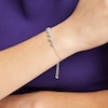 Thumbnail Image 2 of 0.25 CT. T.W. Diamond Tilted Cushion Frame Five Stone Bolo Bracelet in Sterling Silver - 9.5"