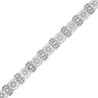 0.25 CT. T.W. Diamond Round and Bar Alternating Bracelet in Sterling Silver