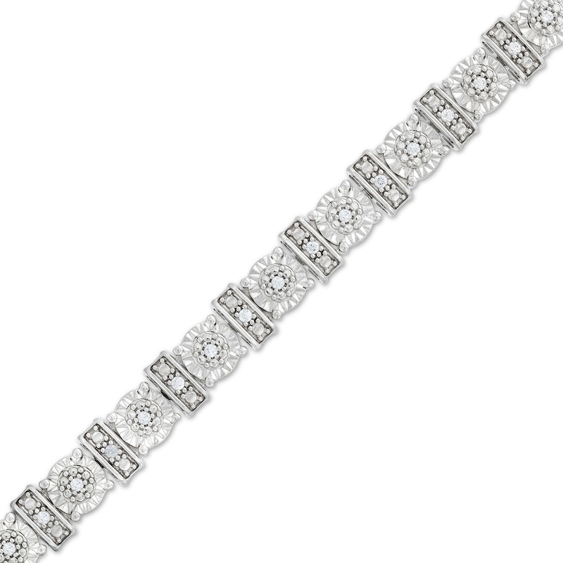 0.25 CT. T.W. Diamond Round and Bar Alternating Bracelet in Sterling Silver
