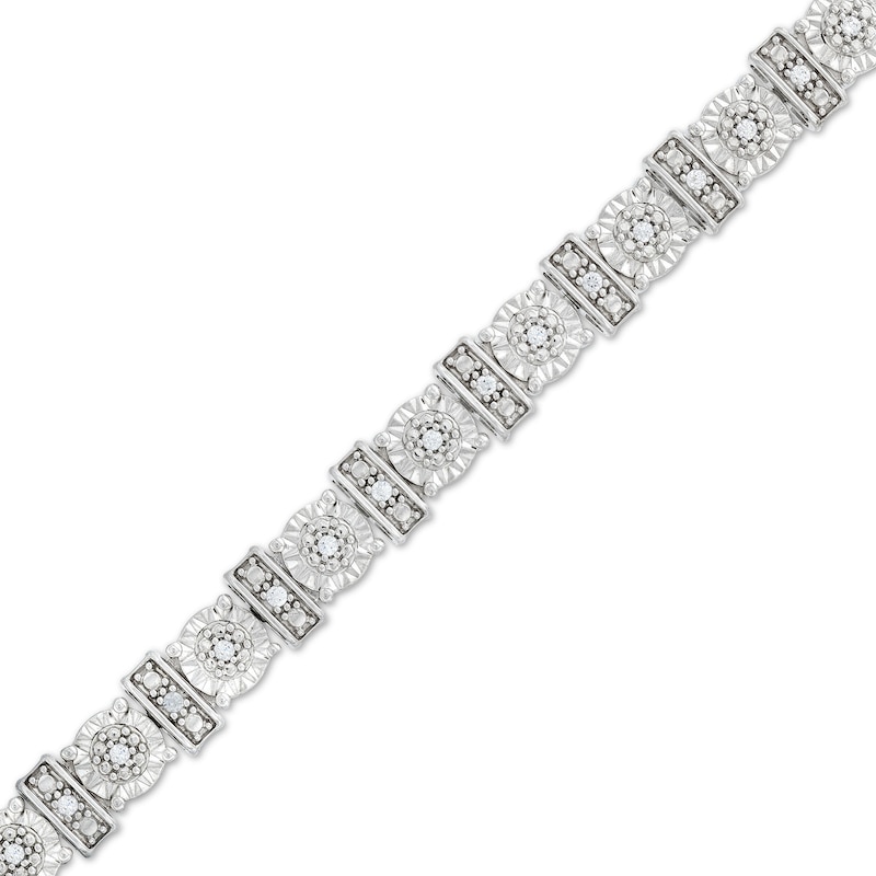 0.25 CT. T.W. Diamond Round and Bar Alternating Bracelet in Sterling Silver|Peoples Jewellers