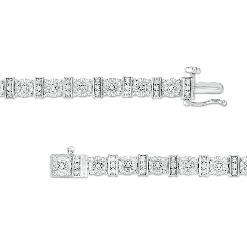Main Image 3 of 0.25 CT. T.W. Diamond Round and Bar Alternating Bracelet in Sterling Silver